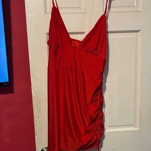 SHEIN Red Ruched Dress